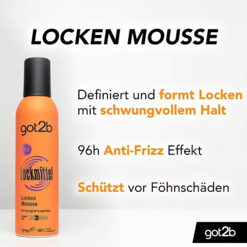 got2b Lockmittel Schaumfestiger 250ml Curl Mousse with Hold 3 for Defined Curls and Bounce, Tames Flyaways with