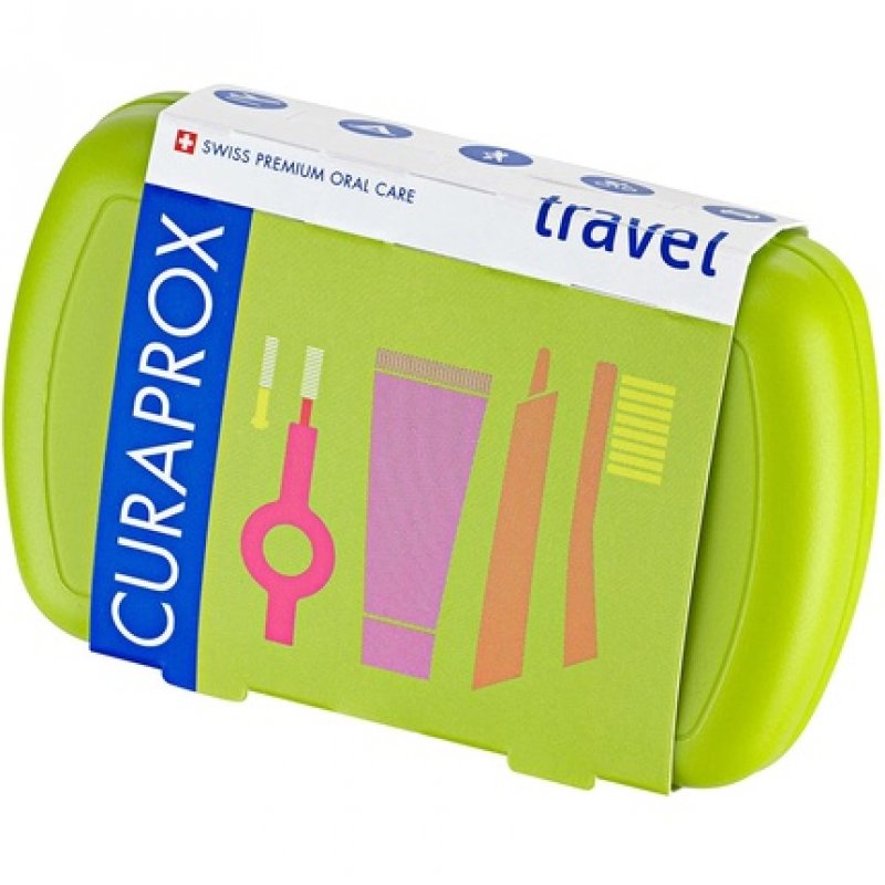 Curaprox Green Travel Set - Collapsible Travel Toothbrush CS 5460 with 'Be You' Travel Toothpaste and 2 Interdental