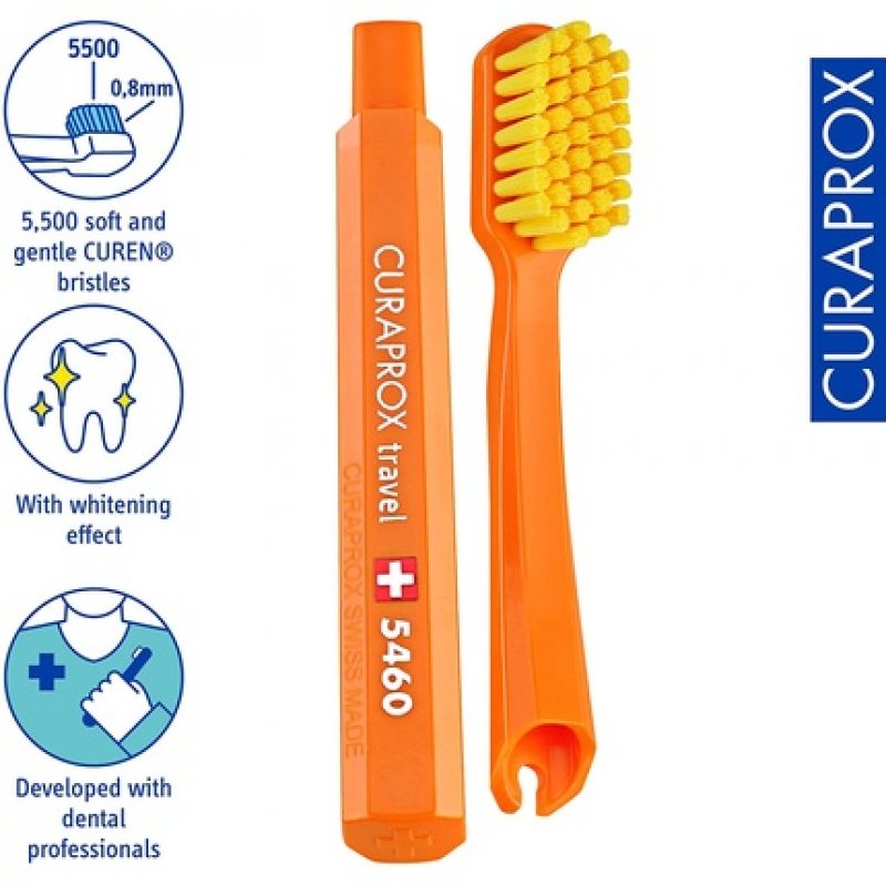 Curaprox Green Travel Set - Collapsible Travel Toothbrush CS 5460 with 'Be You' Travel Toothpaste and 2 Interdental