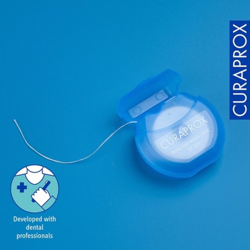 Curaprox DF 834 Waxed Mint Dental Floss in Dispenser 50m