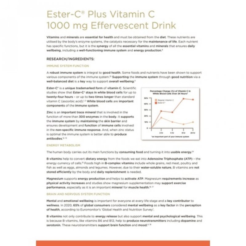 Solgar Ester-C Plus Effervescent Vitamin C 1000mg Drink Powder 21 Pack