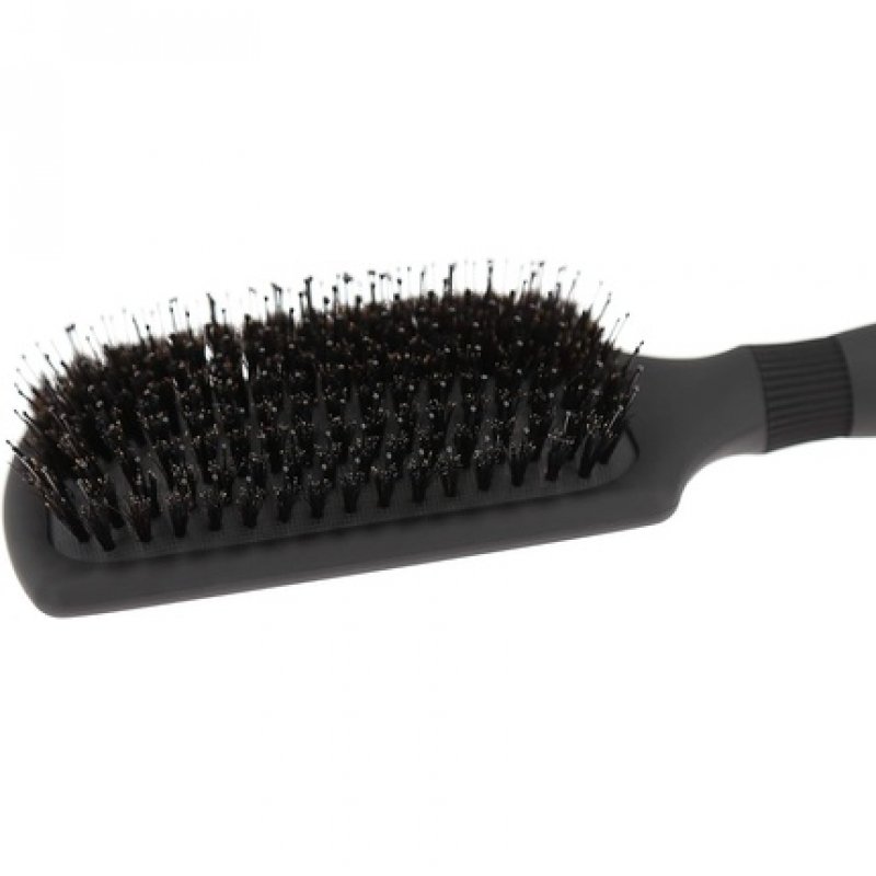 T4B LUSSONI Care&Style Paddle Hairbrush with Natural Wild Boar Bristles for Wet and Dry Hair - Black
