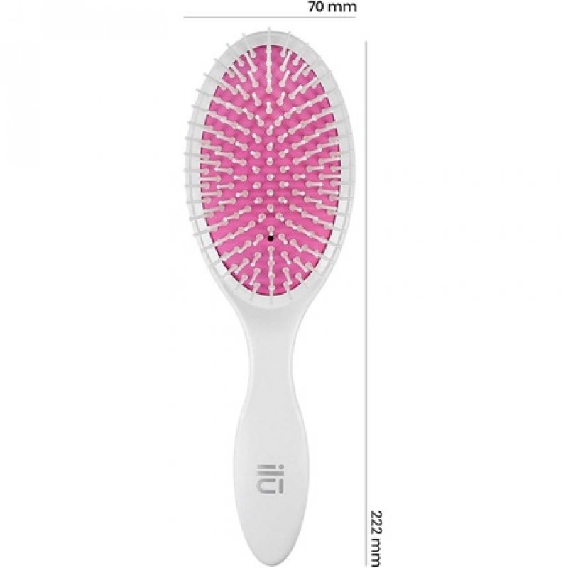 TB Tools for Beauty ILU Easy Detangling Hairbrush for All Hair Types with Vegan Bristles Soft Cushion and Pins Oval