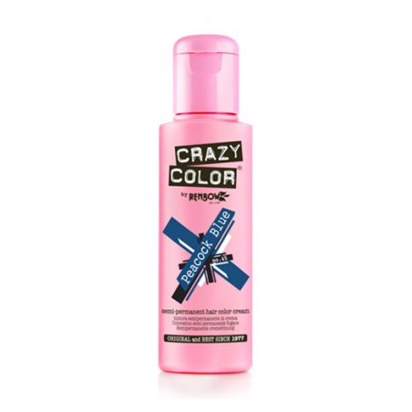 Crazy Colour Semi Permanent Hair Colour Cream 100ml Peacock Blue 45