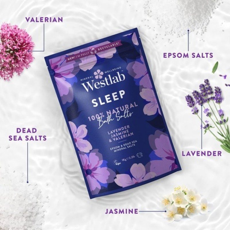 Westlab Sleep Epsom & Dead Sea Salts with Lavender Jasmine & Valerian 1kg