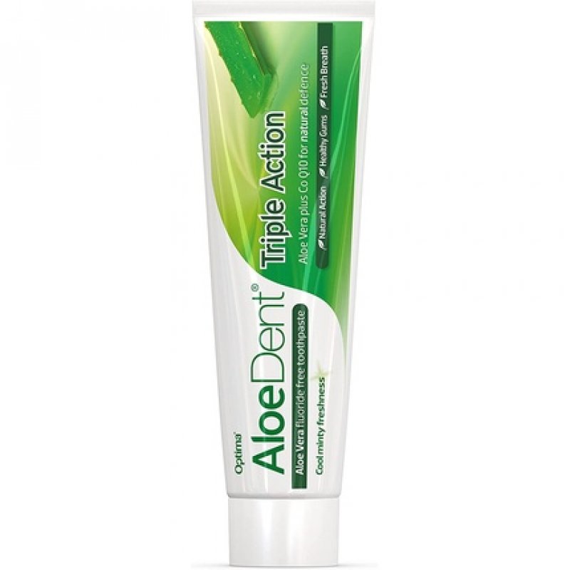 Aloe Dent Triple Action Aloe Vera Toothpaste Fluoride Free with CoQ10 100ml