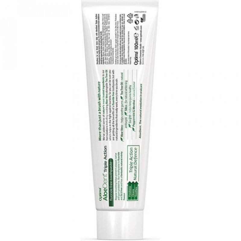 Aloe Dent Triple Action Aloe Vera Toothpaste Fluoride Free with CoQ10 100ml