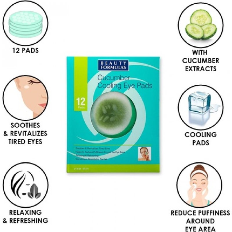 Beauty Formulas Clear Skin Cucumber Cooling Eye Pads 12