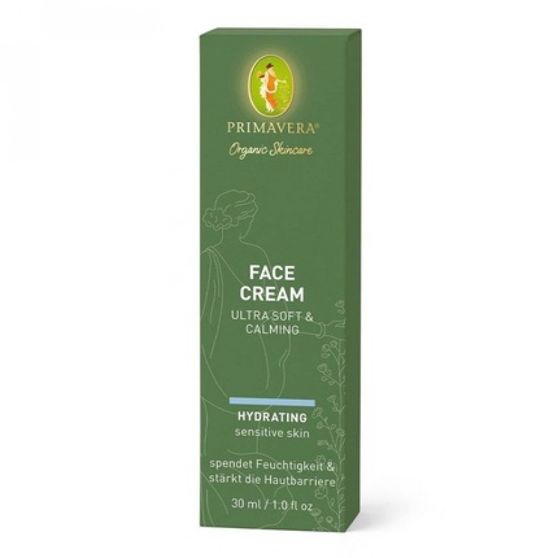 PRIMAVERA Ultra Soft and Calming Face Cream 30ml - Moisturizes and Strengthens Skin Barrier - Vegan