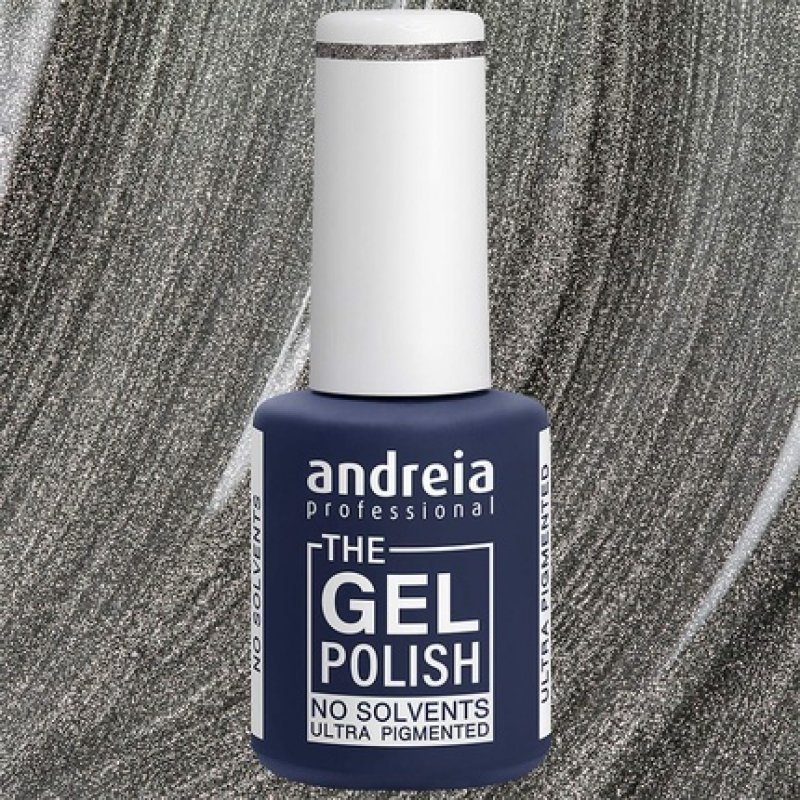Andreia Professional The Gel Polish Odorless and Solvent-Free Gel Nail Polish Color G39 Metallic Silver - Shades of Gray