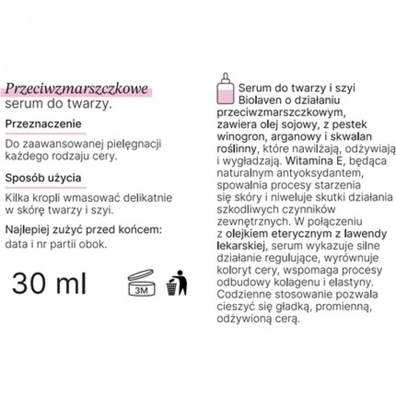 Biolaven Anti-Wrinkle Face Serum 30ml