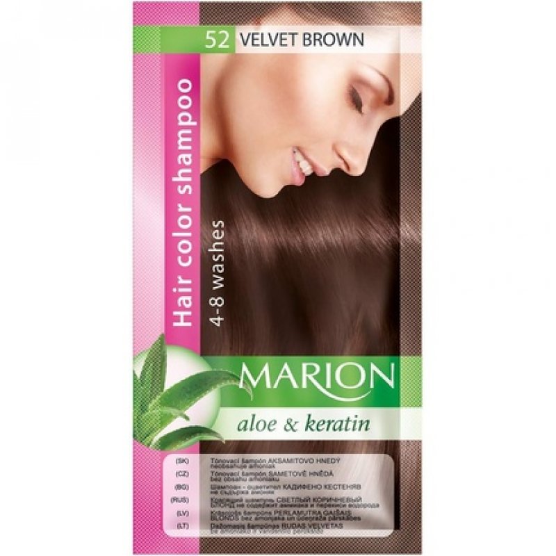 Marion Hair Dye Shampoo with Aloe and Keratin 52 Velvet Brown