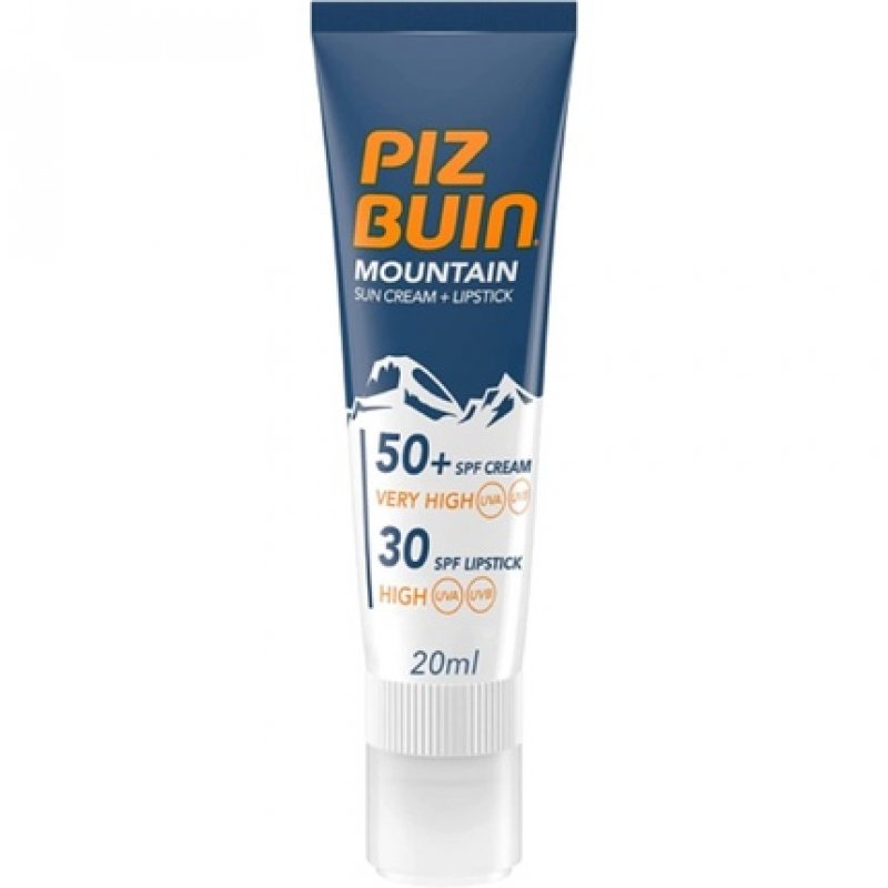Piz Buin Mountain Sunscreen and Lip Care with SPF 50 for Skiing and Hiking