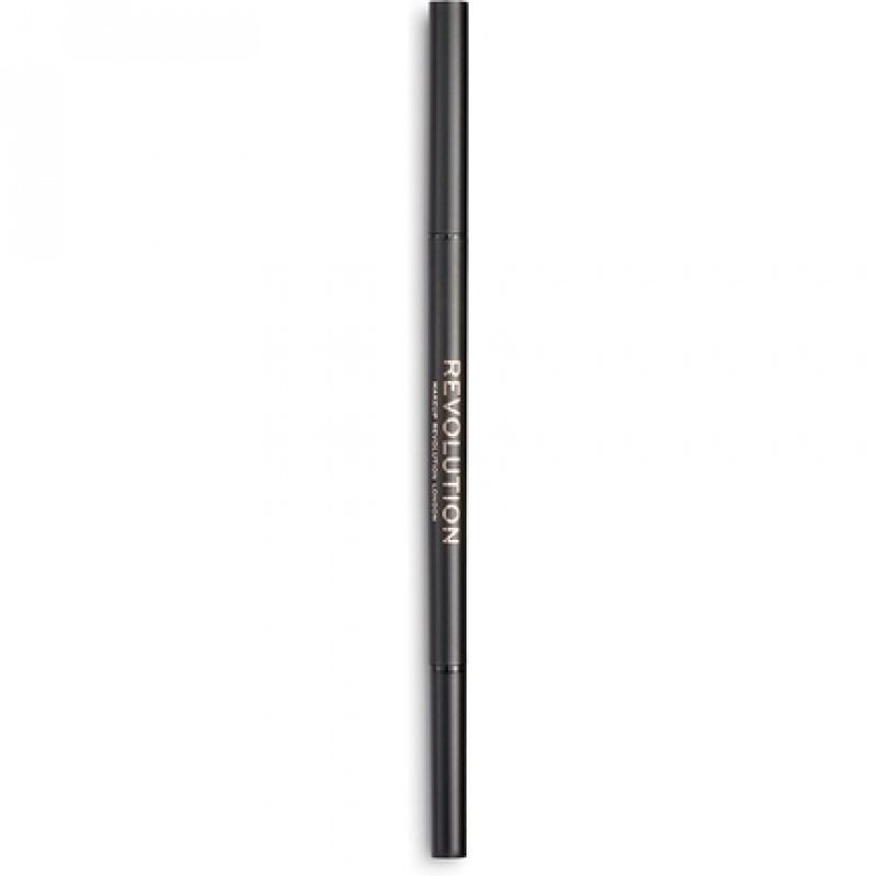 Makeup Revolution Precise Brow Pencil Dual Ended Eyebrow Pencil and Spoolie Brush Fine Tip Dark Brown 9g