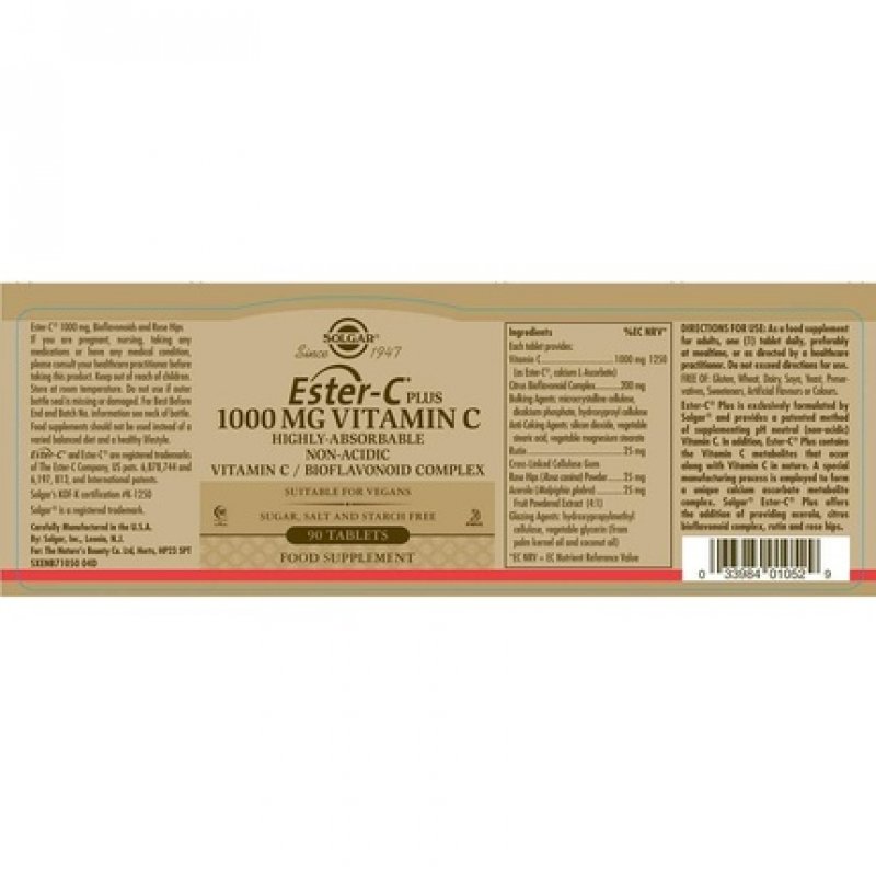 Solgar Ester-C Plus 1000mg 90 Tablets