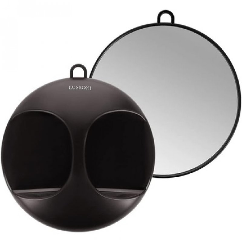 T4B LUSSONI Black Wide Practical and Professional Hairdressing Hand Mirror 29cm for Salons Barbers Beauticians for Men