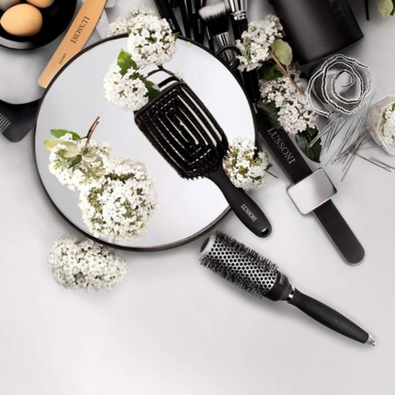 T4B LUSSONI Black Wide Practical and Professional Hairdressing Hand Mirror 29cm for Salons Barbers Beauticians for Men