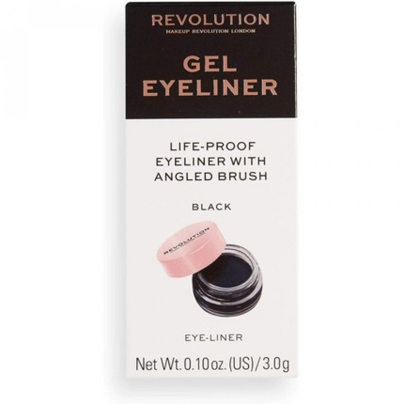 Makeup Revolution Gel Eyeliner Pot With Brush Black - 3g