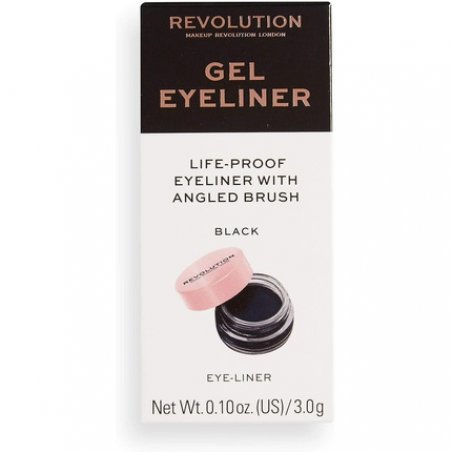 Makeup Revolution Gel Eyeliner Pot With Brush Black - 3g