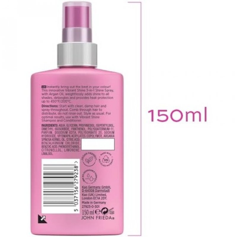John Frieda Vibrant Colour 3-in-1 Shine Spray 150ml
