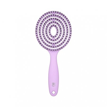 T4B Ilu Lollipop Candy Purple Professional Round Detangling Light Weight Hairbrush for Wet and Dry Hair Designed for