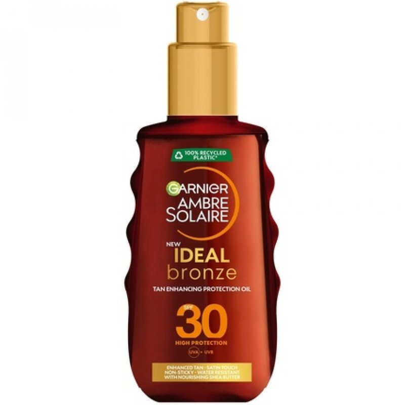 Garnier Ambre Solaire Ideal Bronze Protective Oil Sun Cream Spray SPF30 with Shea Butter 150ml