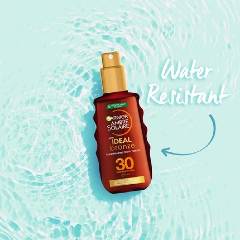 Garnier Ambre Solaire Ideal Bronze Protective Oil Sun Cream Spray SPF30 with Shea Butter 150ml