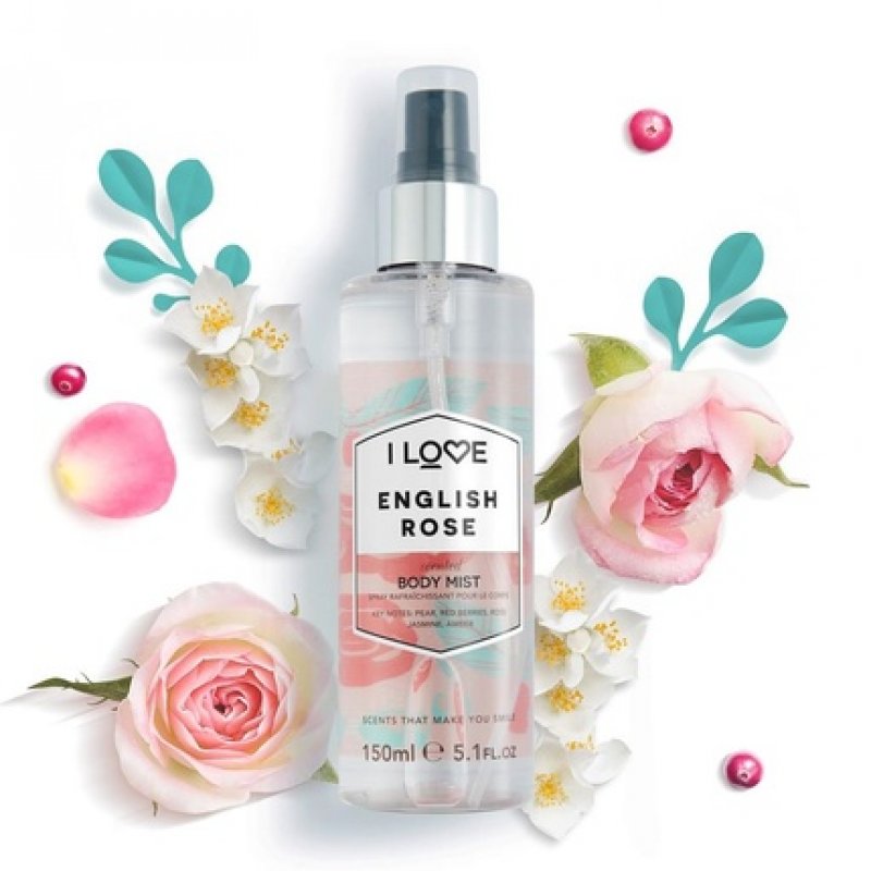I Love Signature English Rose Long Lasting Fast Drying Non Sticky Body Mist for Her 150ml