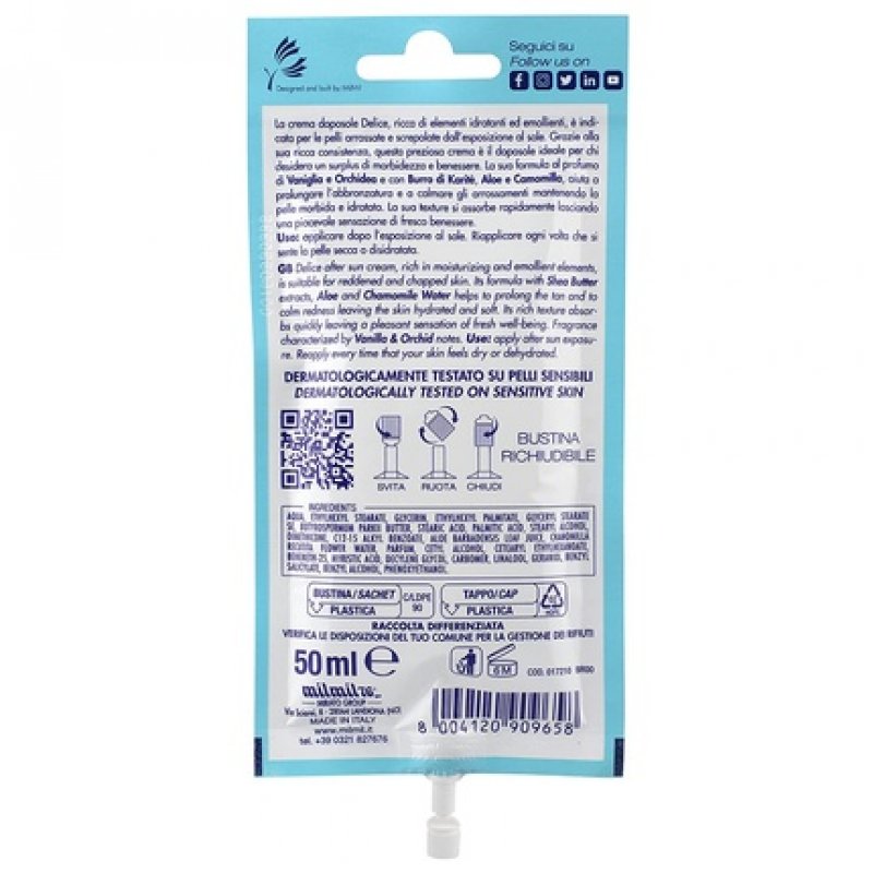 DELICE SOLAIRE After Sun Moisturizing Cream for Face and Body 50ml Mini Size with Shea Butter - Dermatologically Tested