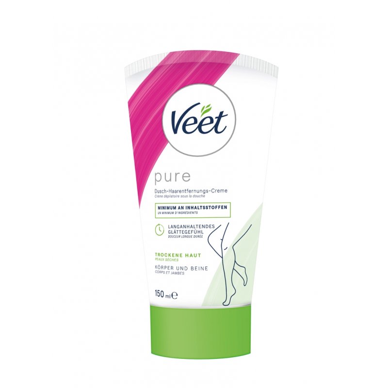 Veet Silky Fresh Shower Hair Removal Cream Fast and Effective Hair Removal 150ml Tube with Sponge
