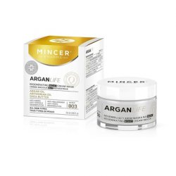 Mincer Pharma Argan Life 50 Regenerating Anti-Aging Anti-Wrinkle Night Face Cream for All Skin Types with Argan Oil,