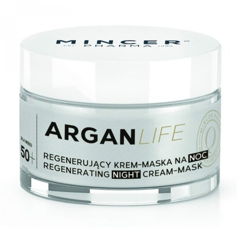 Mincer Pharma Argan Life 50 Regenerating Anti-Aging Anti-Wrinkle Night Face Cream for All Skin Types with Argan Oil,