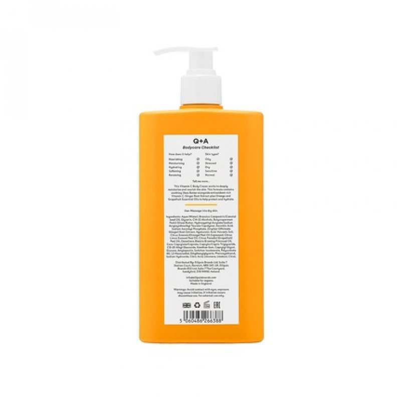 Q A Vitamin C Body Cream with Moisturizing and Brightening Ingredients 250ml