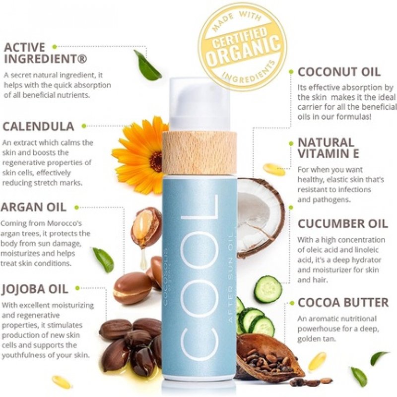 COCOSOLIS Cool After Sun Oil Organic Oil for Gentle Regeneration After Sunbathing and Solarium 110ml