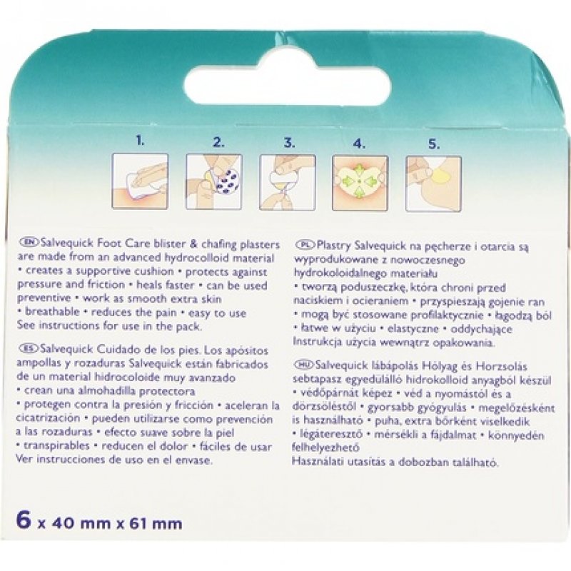 Salvequick Care of the Feet Blisters/Rubbing Heel - Pack of 6