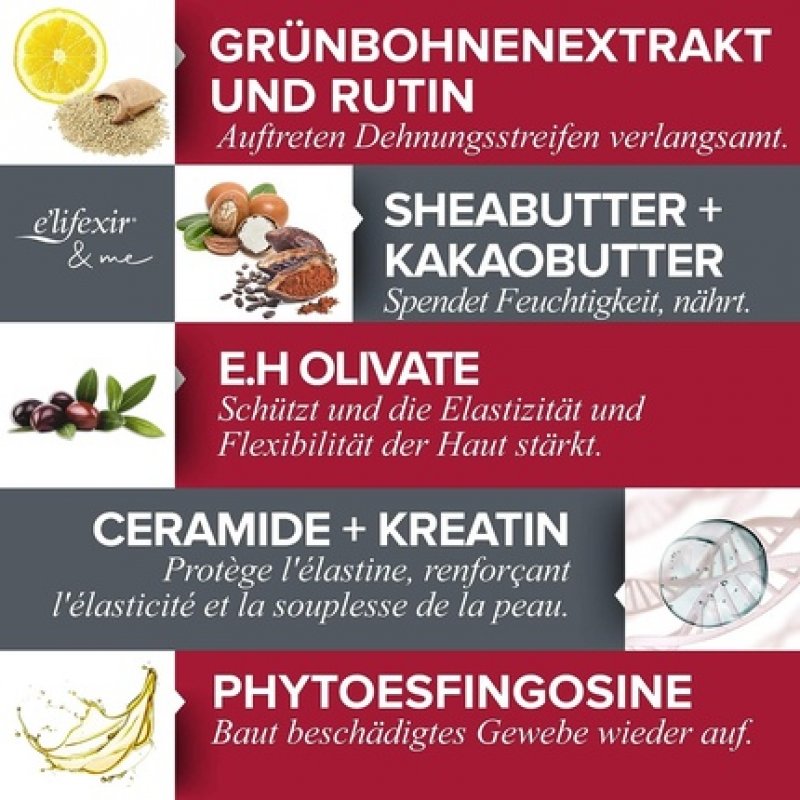 E'LIFEXIR Anti-Stretch Mark Cream Repairs and Prevents Stretch Marks Effectively, Increases Skin Elasticity, Reduces