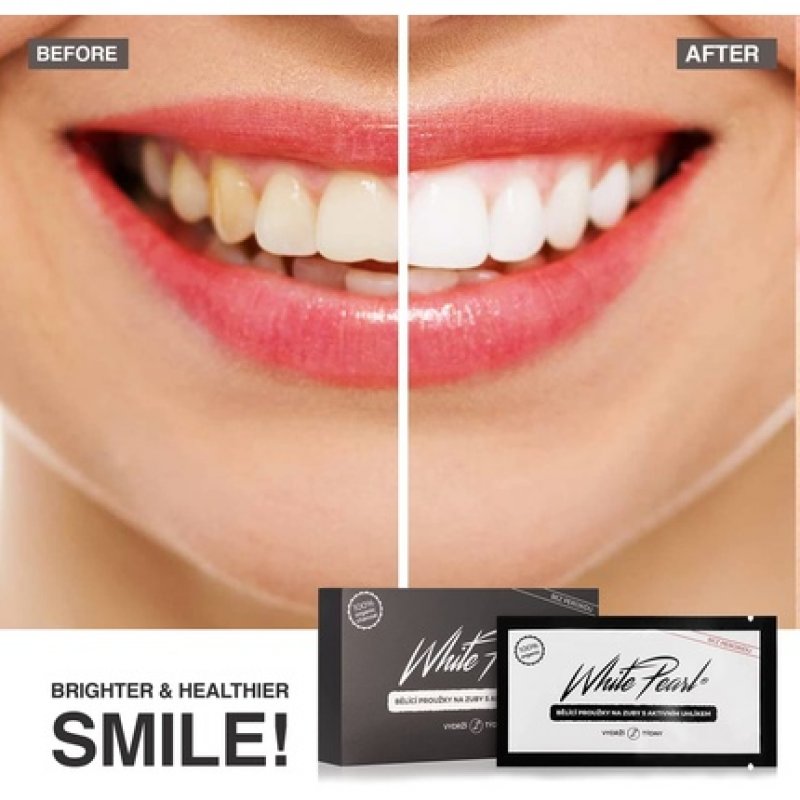 White Pearl Teeth Whitening Strips Activated Charcoal for Sensitive Teeth 28 Strips