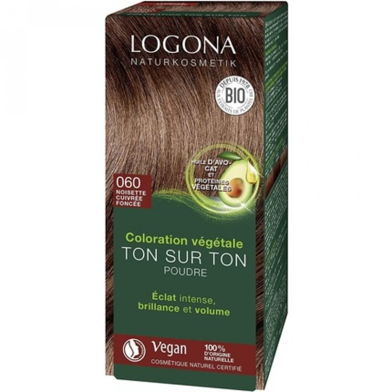 LOGONA Natural Cosmetics Nut Brown Plant-Based Hair Color Powder 100g