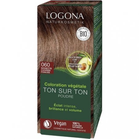 LOGONA Natural Cosmetics Nut Brown Plant-Based Hair Color Powder 100g