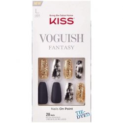 KISS Voguish Fantasy Chillout Long Length Gel Nail Kit with Adhesive Tabs, Glue, Manicure Stick, and Mini File - 28