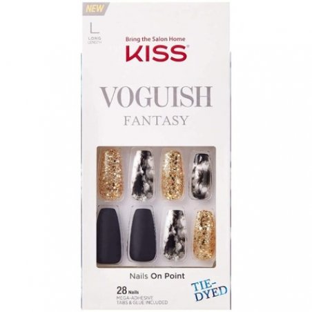 KISS Voguish Fantasy Chillout Long Length Gel Nail Kit with Adhesive Tabs, Glue, Manicure Stick, and Mini File - 28
