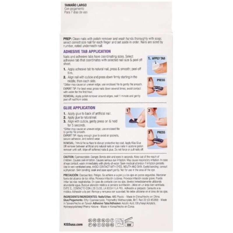 KISS Voguish Fantasy Chillout Long Length Gel Nail Kit with Adhesive Tabs, Glue, Manicure Stick, and Mini File - 28