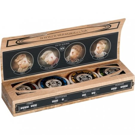 Dear Barber Mini Styling Collection Set Pocket Sized Travel Tins 20ml Fibre 20ml Mattifier 20ml Shaping Cream 20ml