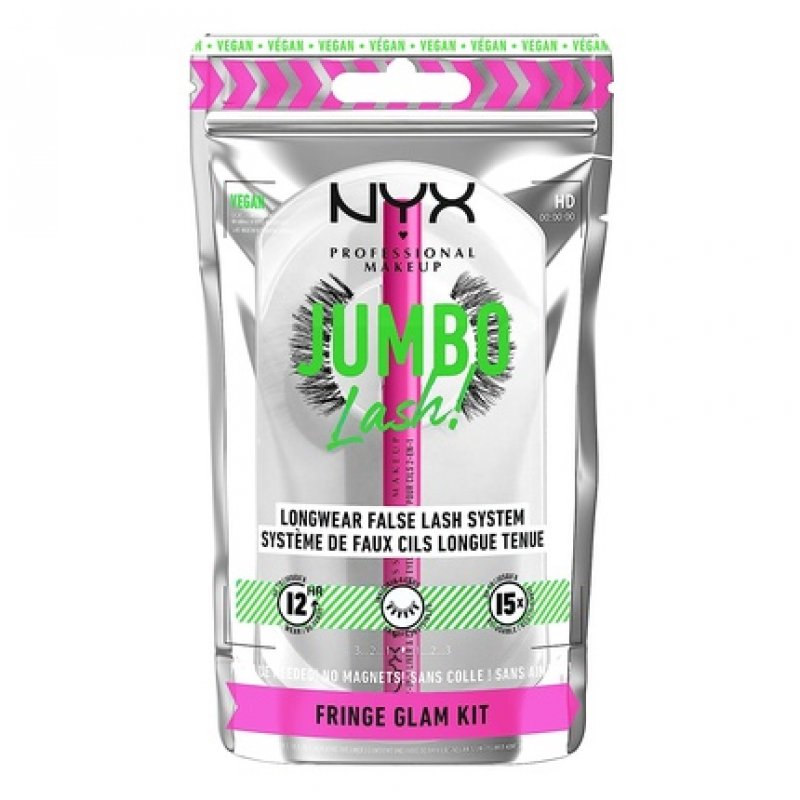 NYX Professional Makeup Jumbo Lash Vegan False Eyelashes Kit with 2-in-1 Eyeliner Adhesive Fringe Glam Kit Up to 12HR