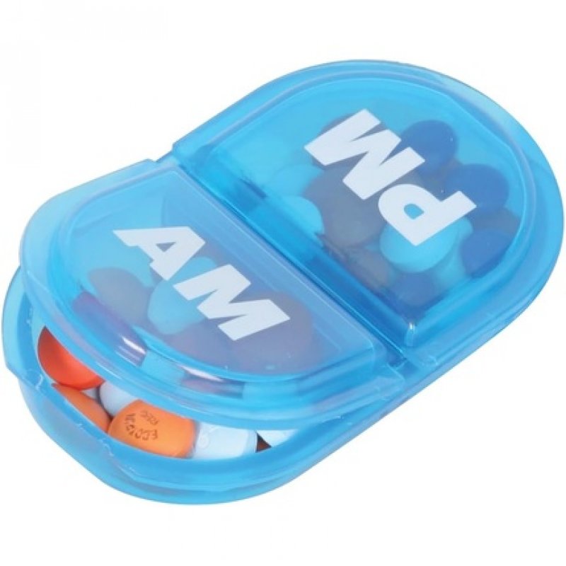 Acu-Life Daily AM/PM Travel Pill Organizer Vitamin Case Medicine Container Portable Round Pill Box Pocket Pharmacy 2