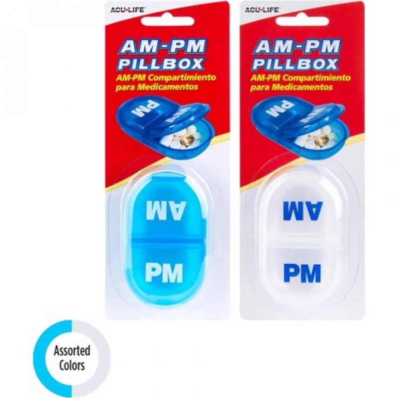Acu-Life Daily AM/PM Travel Pill Organizer Vitamin Case Medicine Container Portable Round Pill Box Pocket Pharmacy 2