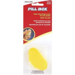 Acu-Life Daily Kidney Shaped Pill Organizer Vitamin Case and Medicine Box Slim Design Pocket Pharmacy 3 Compartments