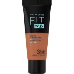 Maybelline Fit Me Foundation Matte & Poreless Full Coverage Blendable for Normal to Oily Skin 30ml 356 Warm Coconut