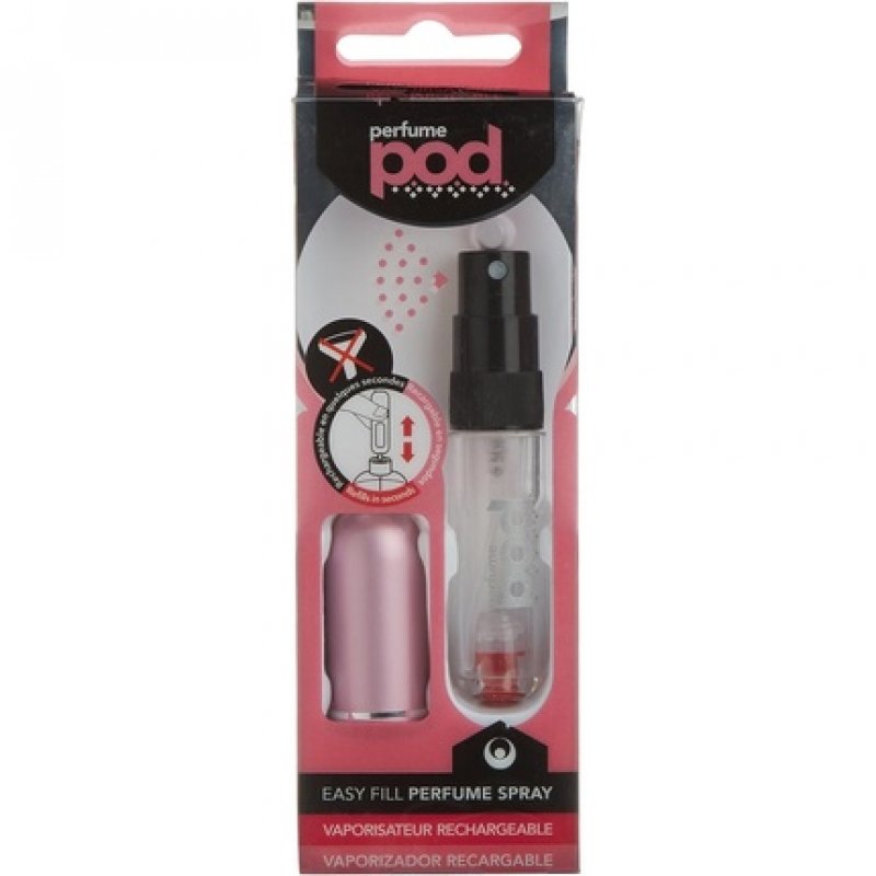 Perfume Pod Clear Refillable Perfume Atomizer with Spray and Genie-S Refill Pink