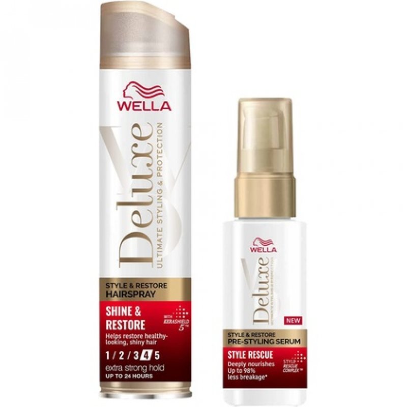 Wella Deluxe Duo Style Rescue Pre-Styling Serum and Dream Smooth & Shine and Repair Hairspray